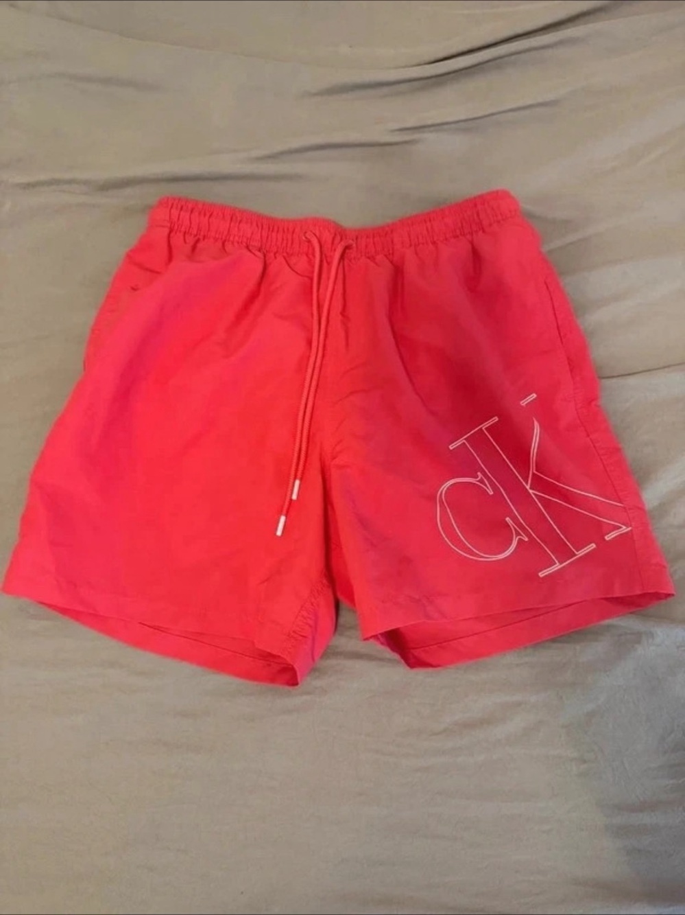 Calvin Klein Logo Drawstring Swim Trunks Pink Medium
